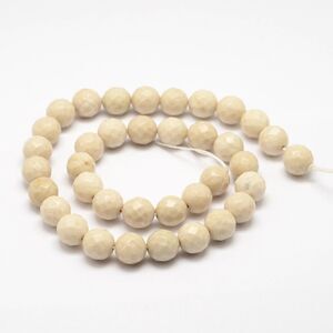 8MM‎ Faceted Fossil Beads-ONE Gemstone Bead Strand-Jewelry Supplies Crafts NWT